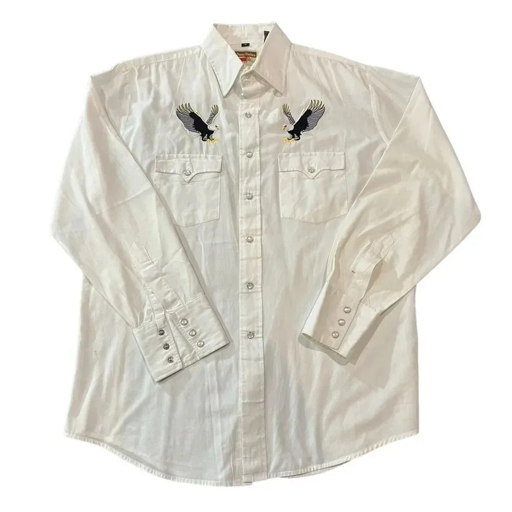 Vintage Authentic Western Youngbloods Embroidered Eagle Pearl Snap - Medium
